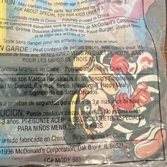 McDonalds Happy Meal Toy Hamburglar 1996 Vintage Noise Maker - Picture 8 of 9
